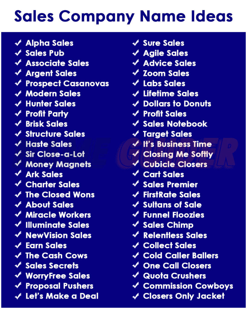 Sales Company Names Ideas