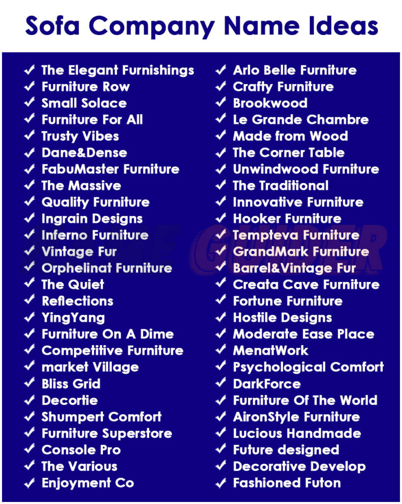 Sofa Company Names Ideas