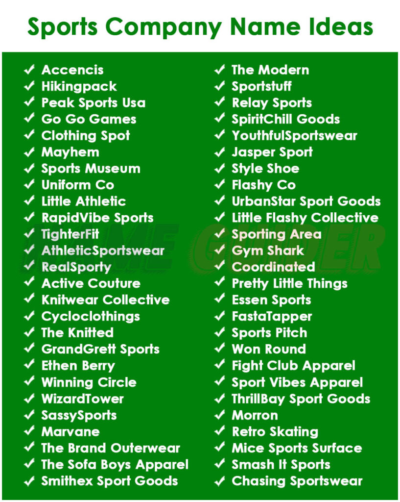Sports Company Names Ideas