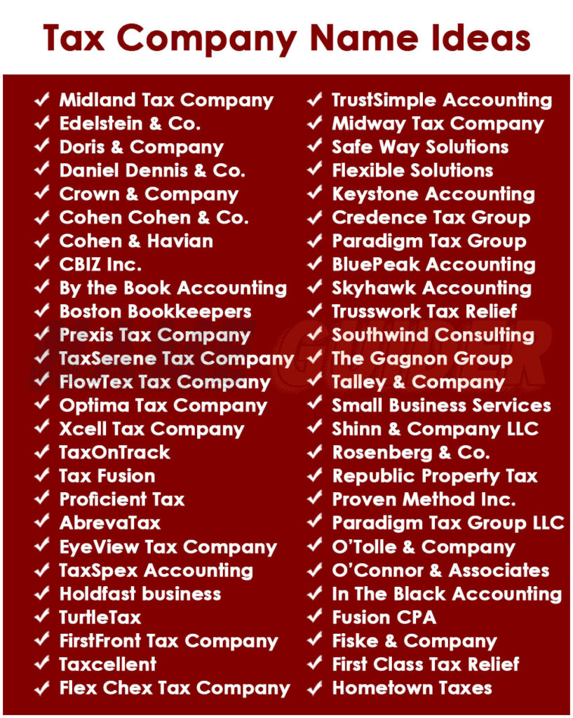Tax Company Names Ideas