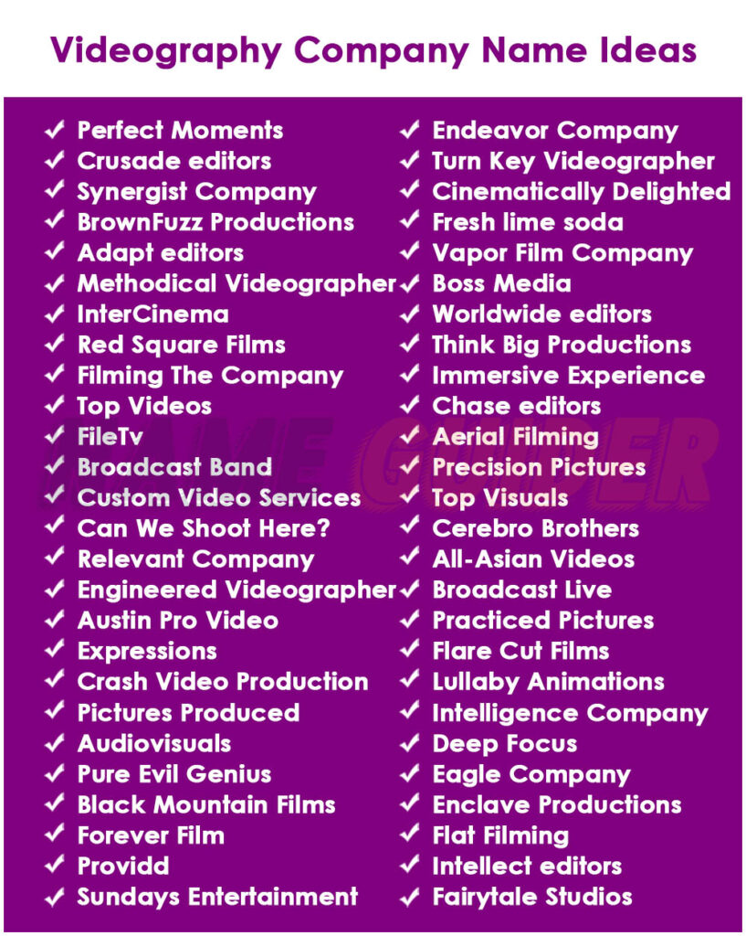 Videography Company Names Ideas