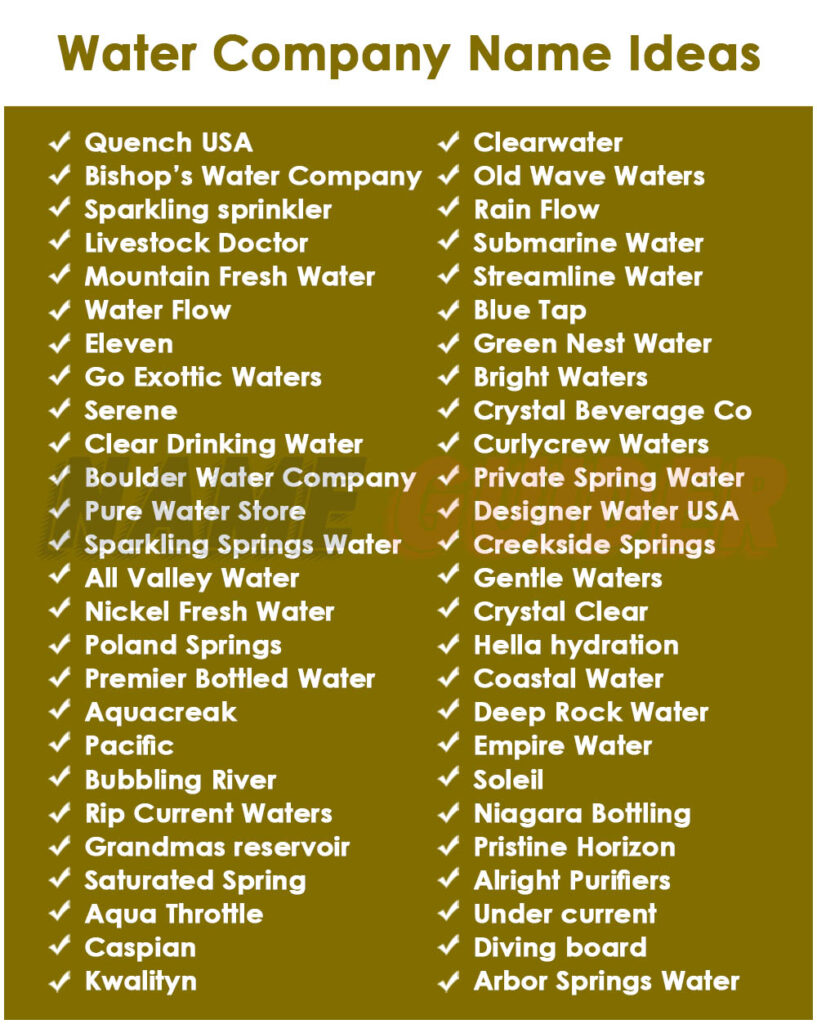 Water Company Names Ideas