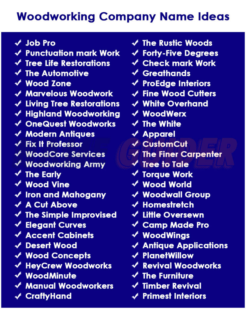 Woodworking Company Names Ideas