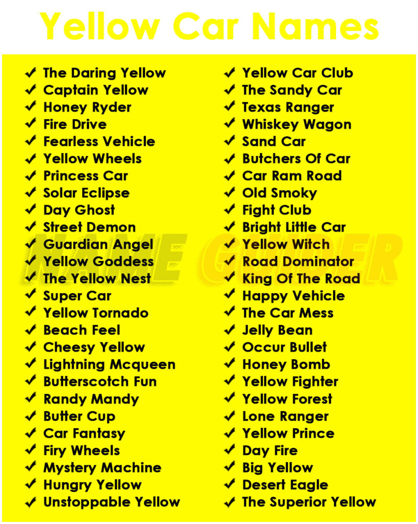 Yellow Car Name Ideas