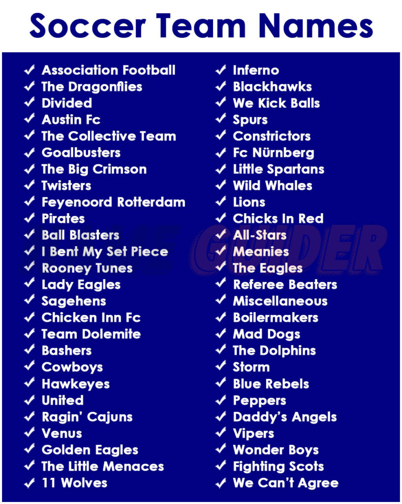 Soccer Team Names Ideas