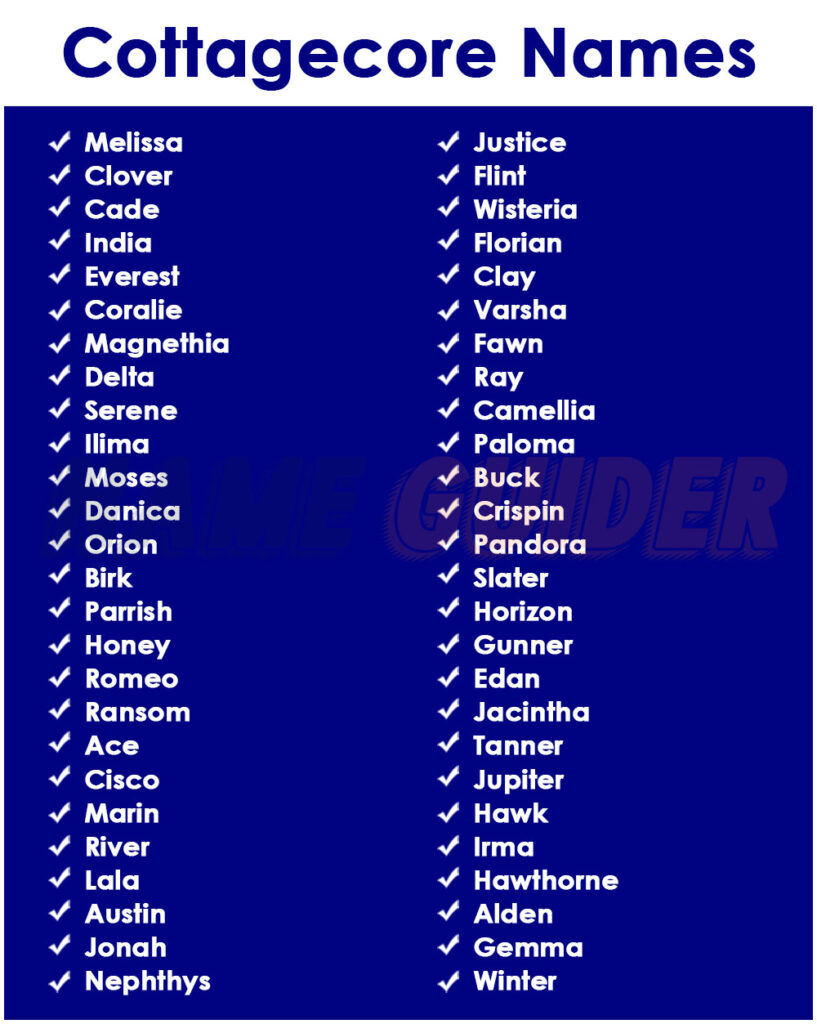 Cottagecore Names Ideas
