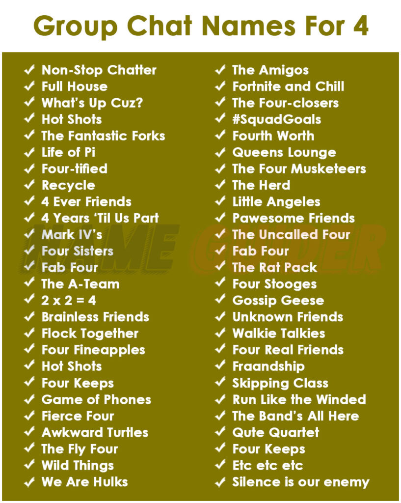 Group Chat Names Ideas For 4