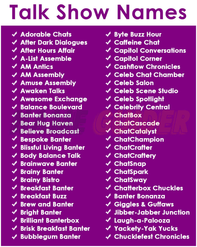 Talk Show Names Ideas