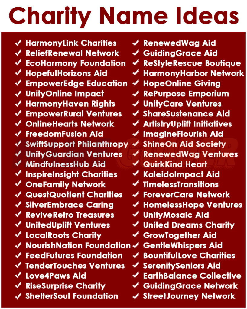 Charity Name Ideas