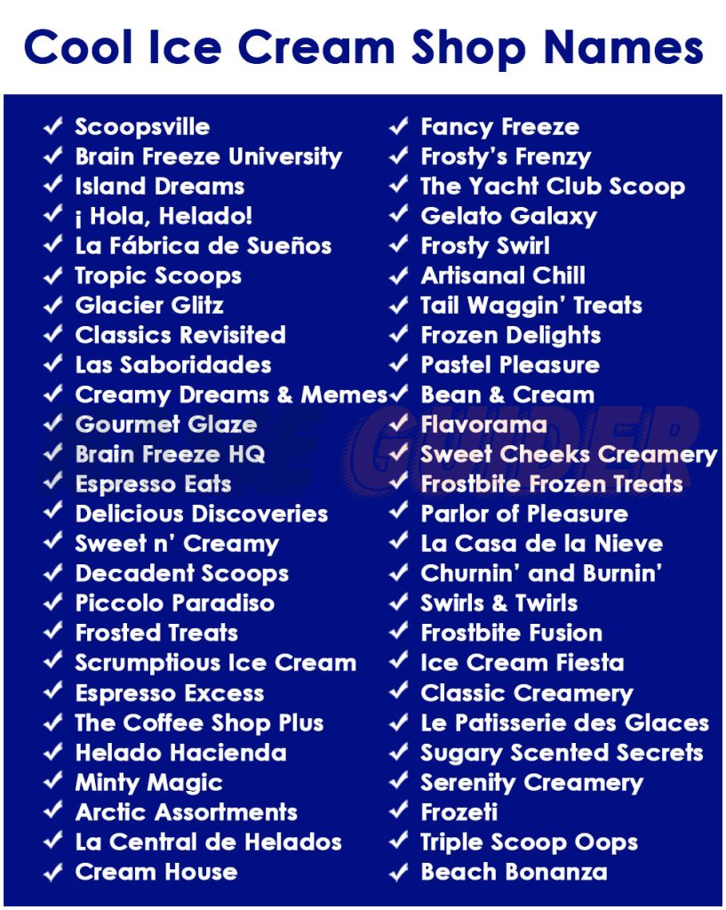 Cool Ice Cream Shop Names