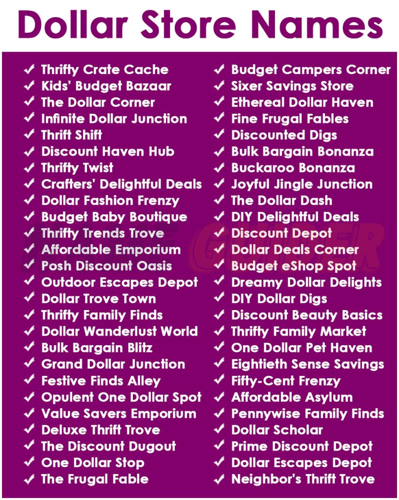 Dollar Store Names