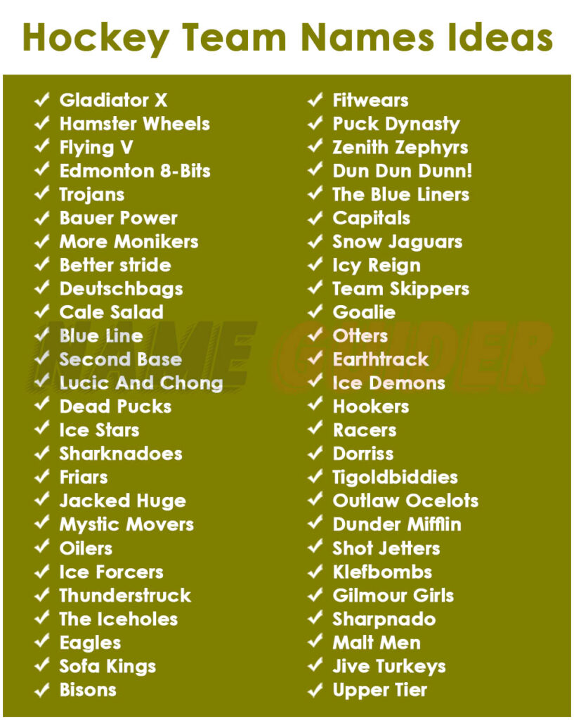 Hockey Team Names Ideas