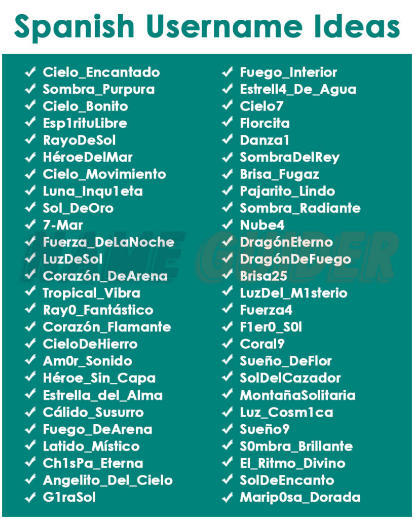 Spanish Username Ideas
