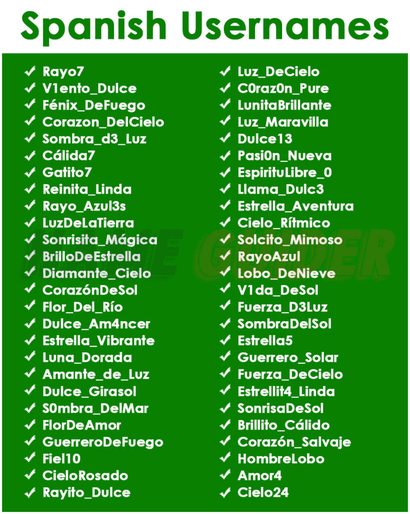 Spanish Usernames
