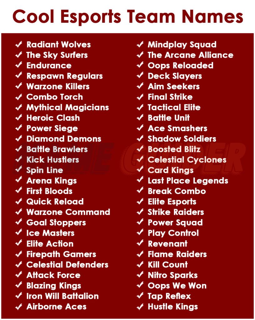 Cool Esports Team Names
