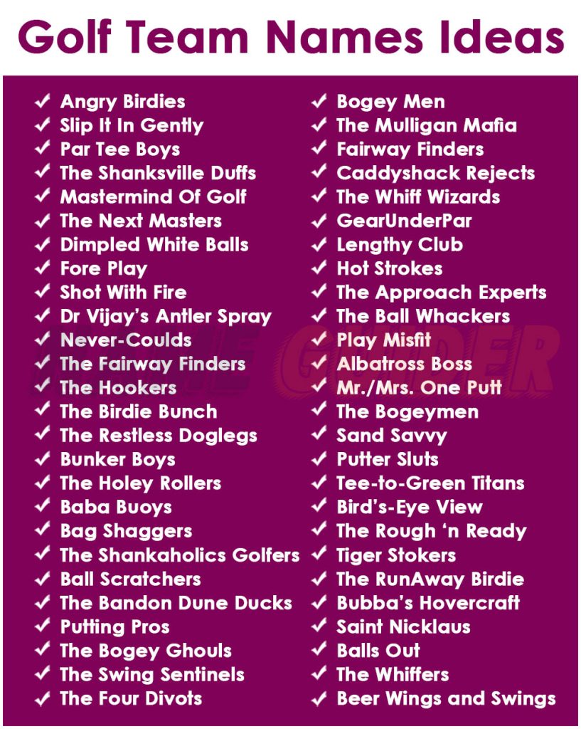 Golf Team Names Ideas