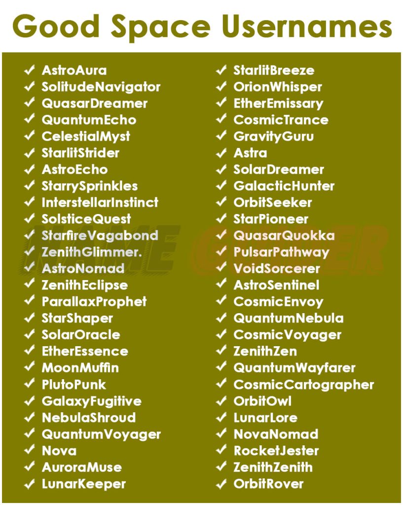 Good Space Usernames