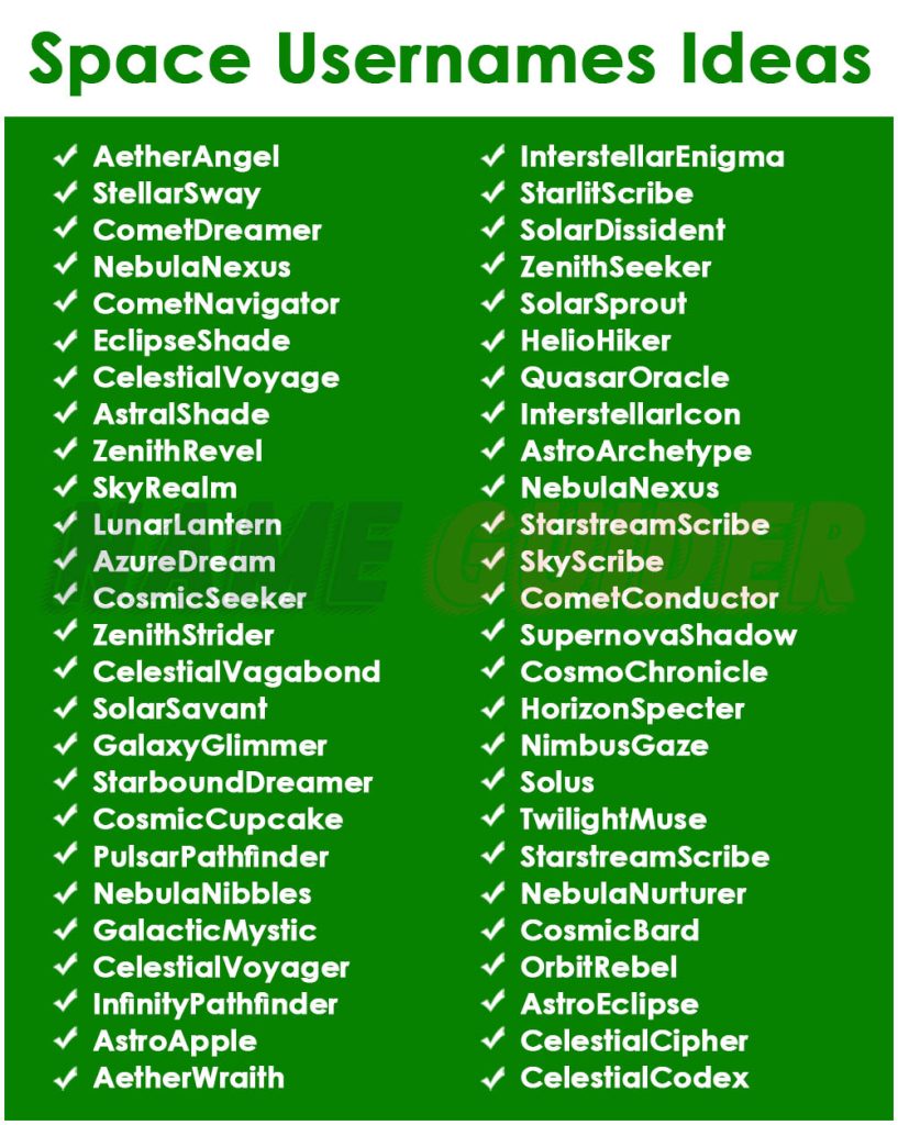 Space Usernames Ideas