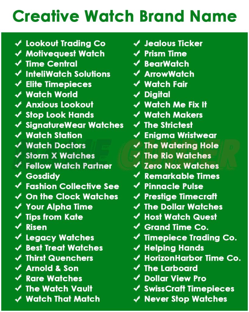 Creative Watch Brand Name Ideas