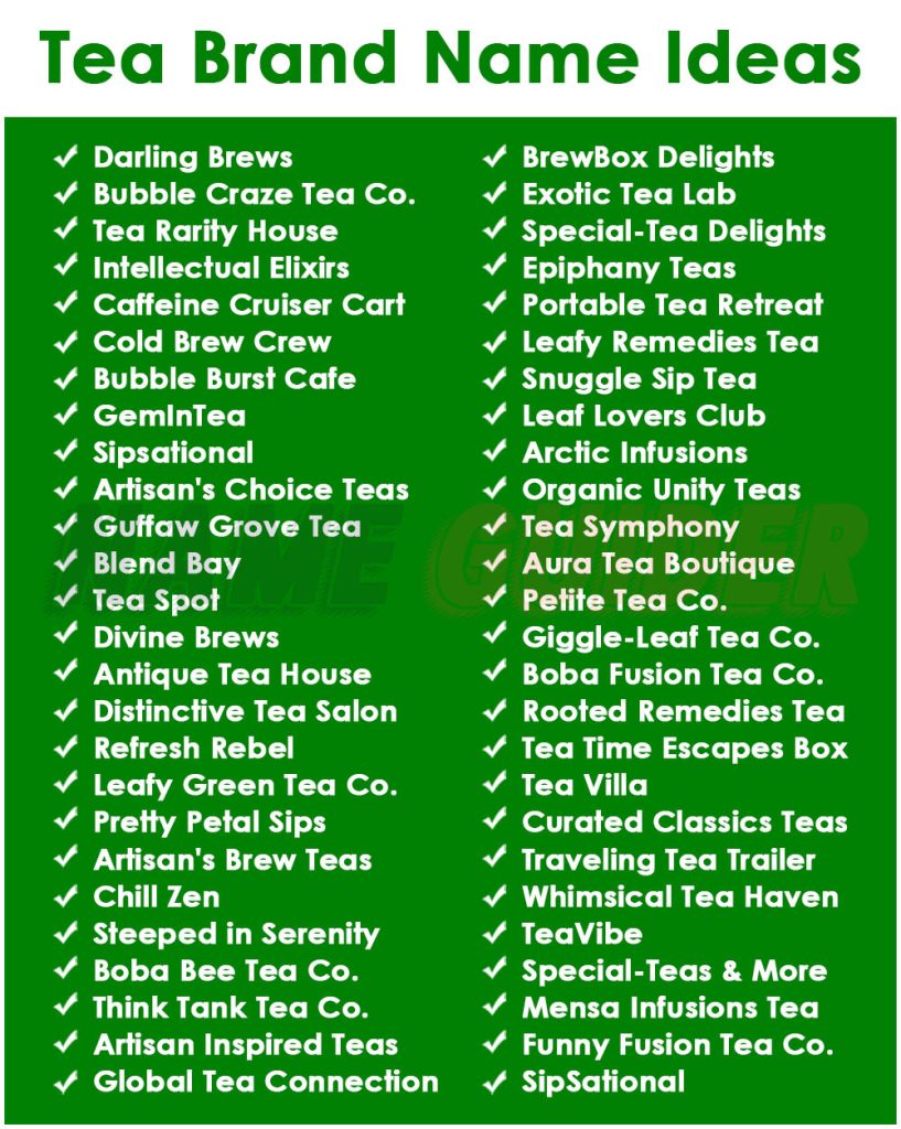 Tea Brand Name Ideas