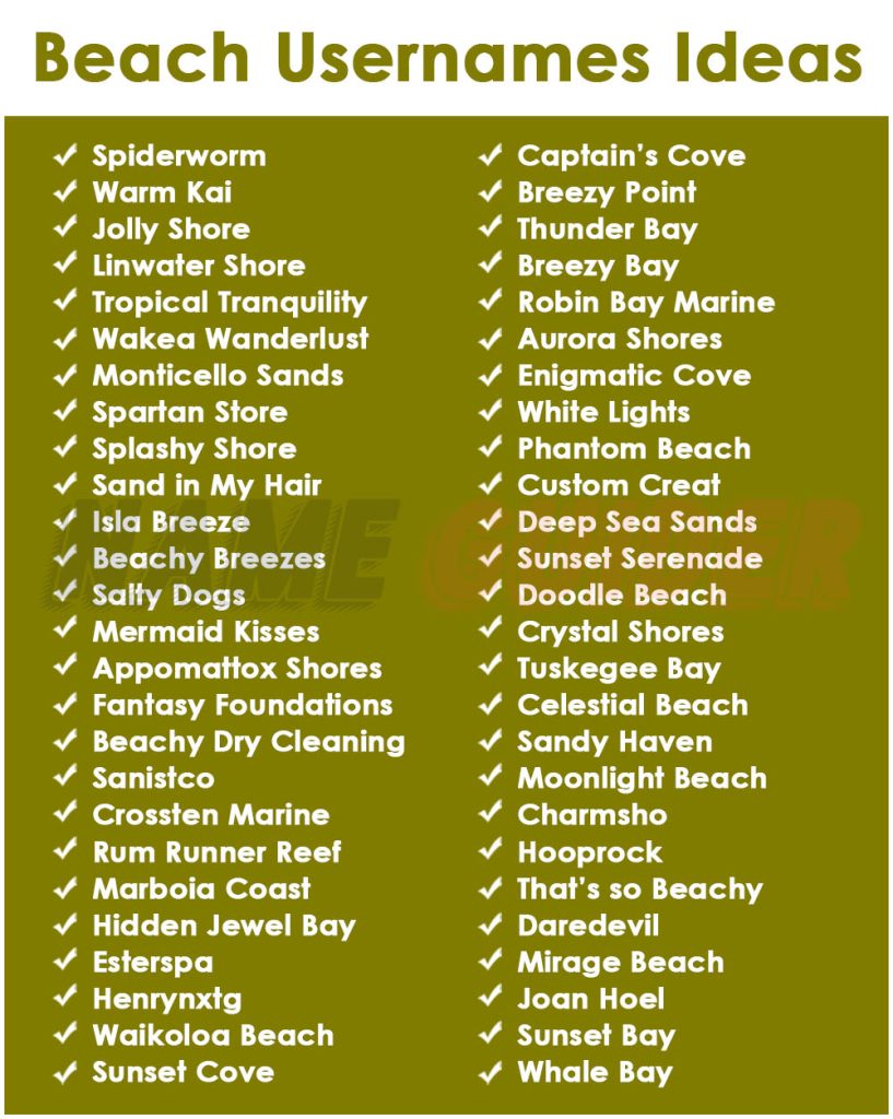 Beach Usernames Ideas