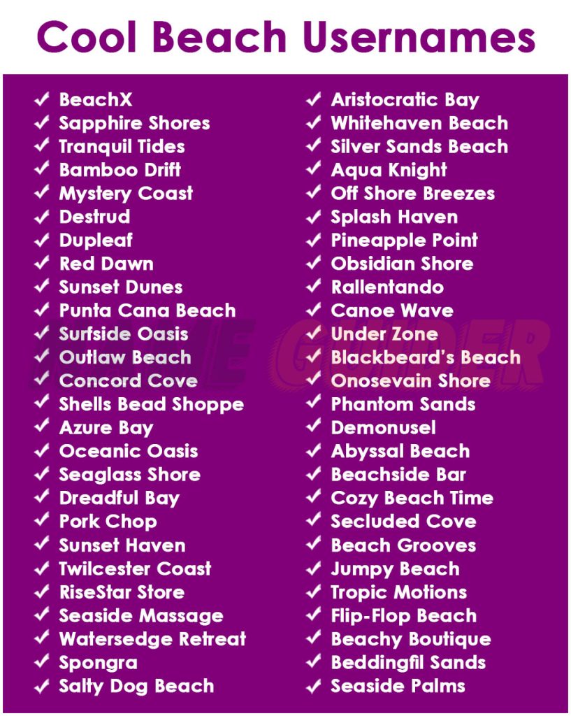 Cool Beach Usernames