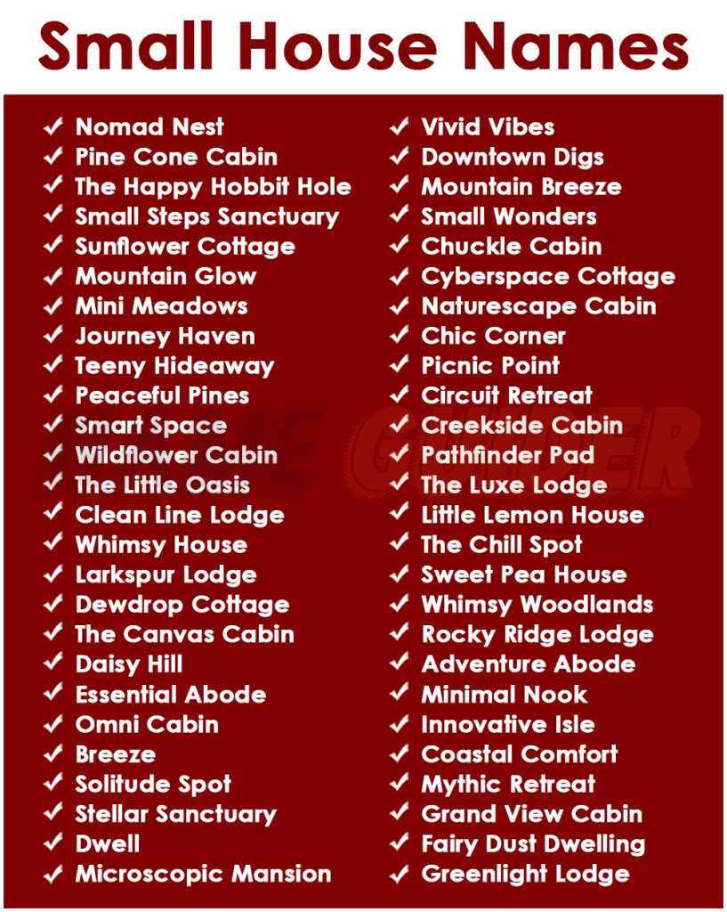 Small House Names Ideas