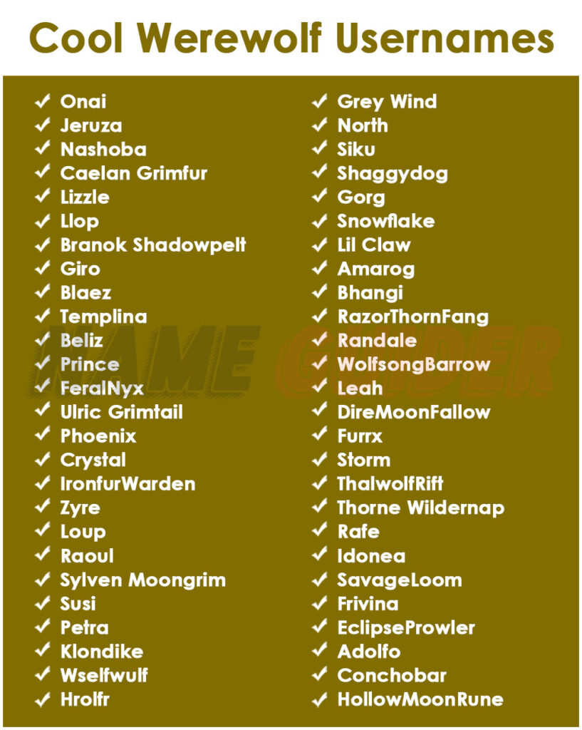Cool Werewolf Usernames