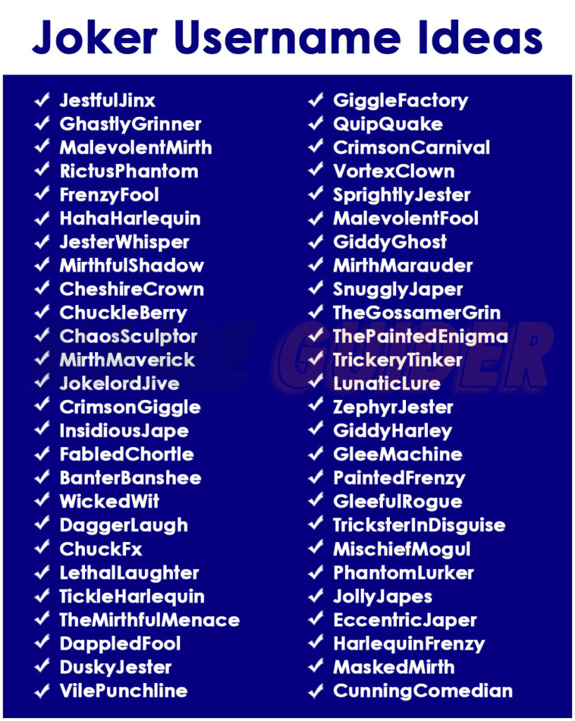 Joker Username Ideas