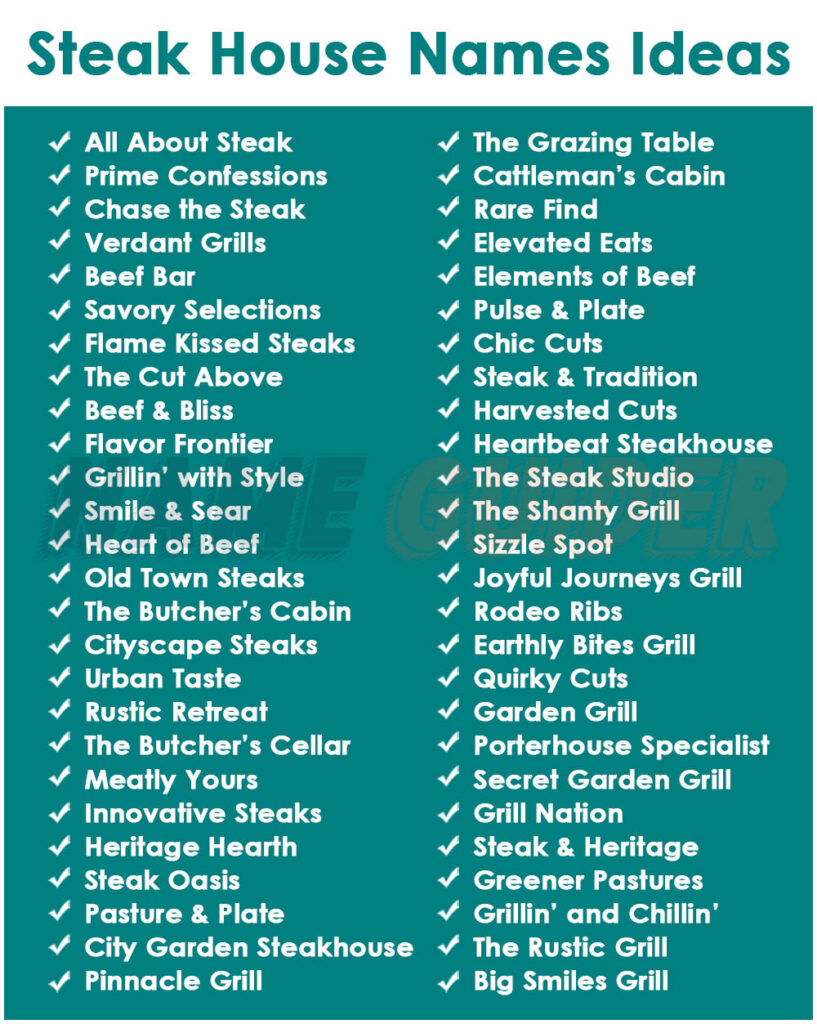 Steak House Names Ideas