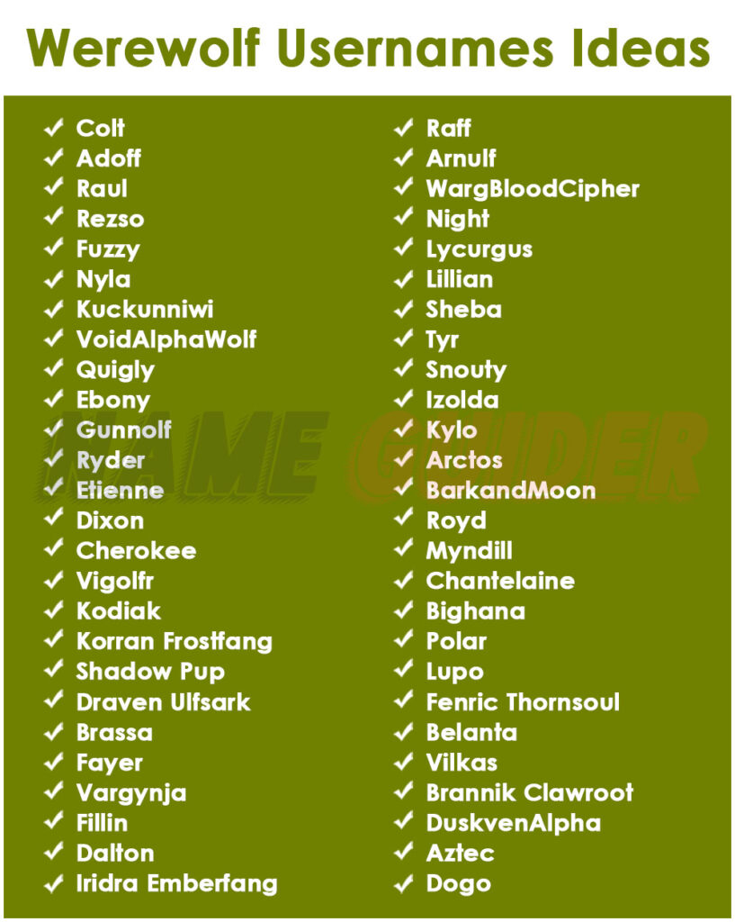 Werewolf Usernames Ideas