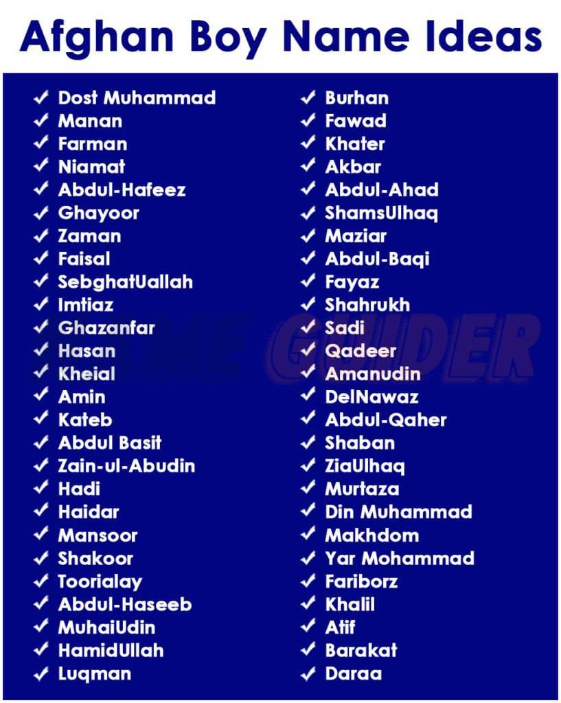 Afghan Boy Name Ideas