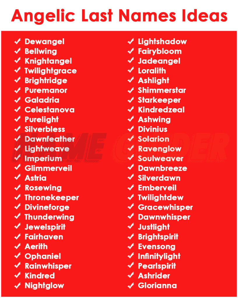 Angelic Last Names Ideas