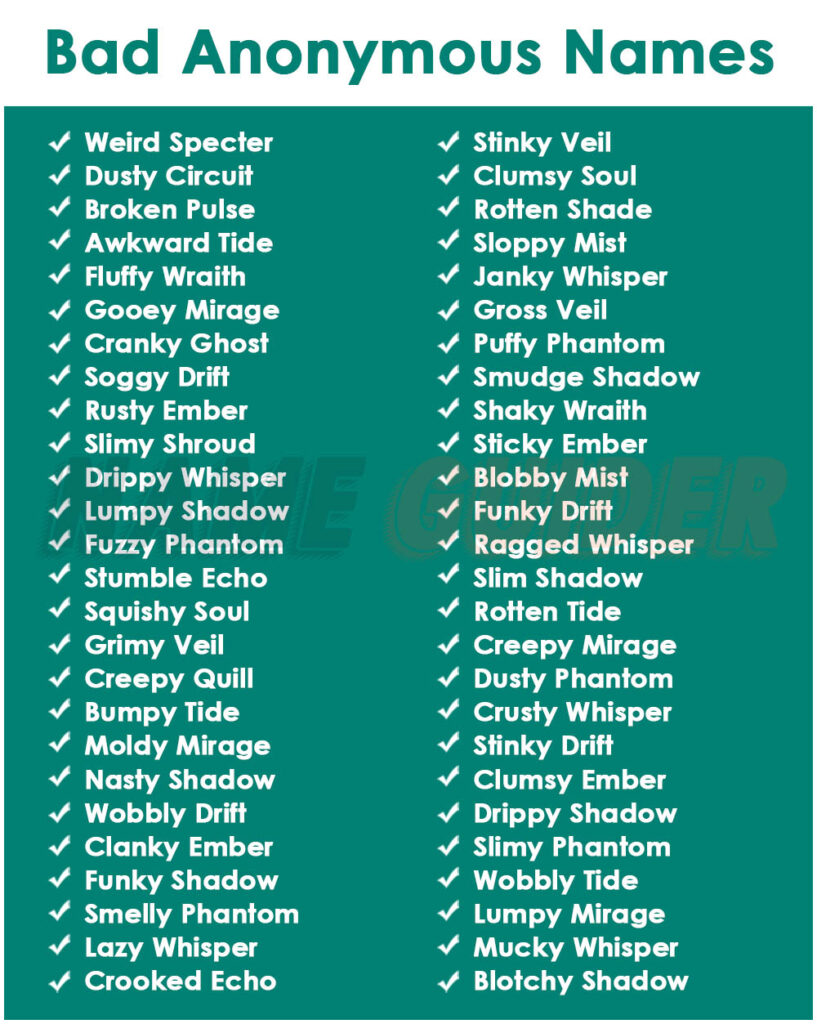 Bad Anonymous Names Ideas