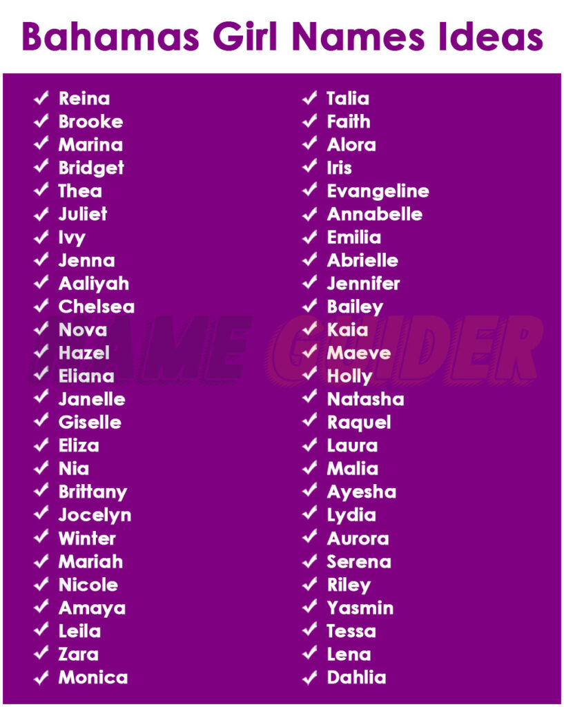 Bahamas Girl Names Ideas