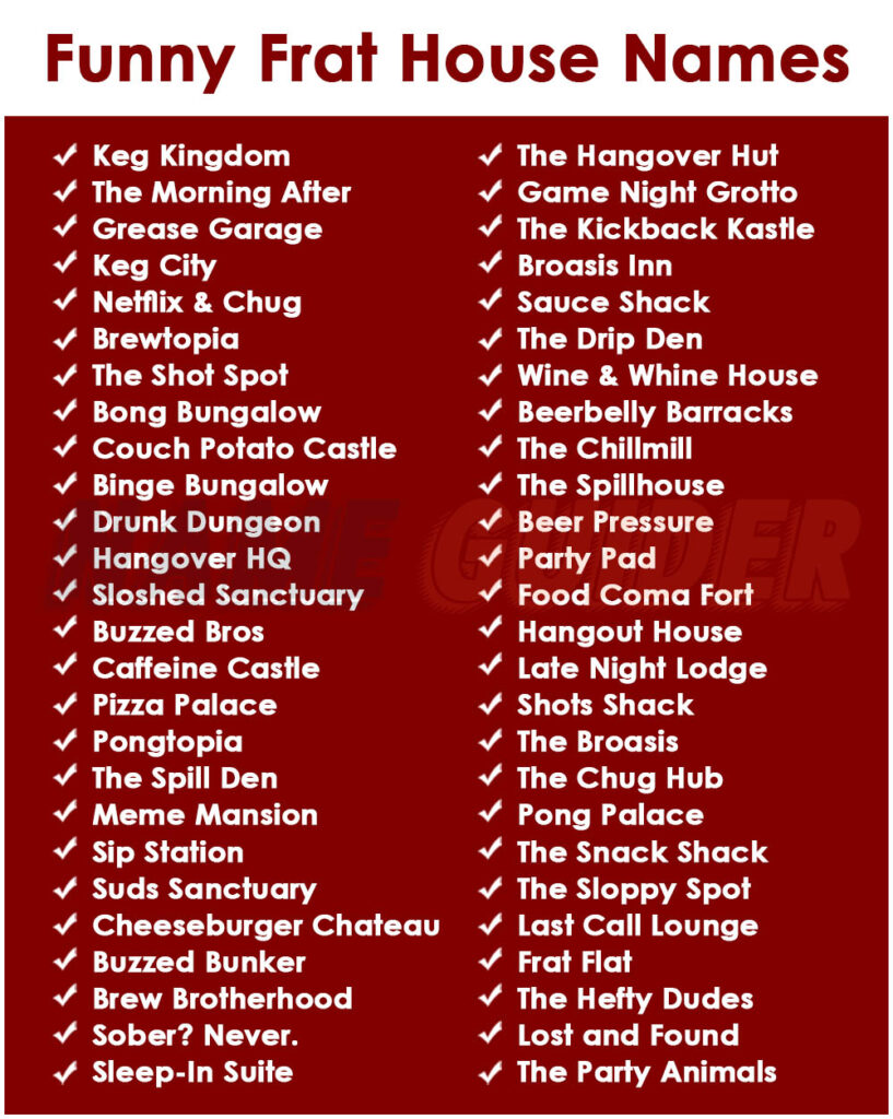 Funny Frat House Names