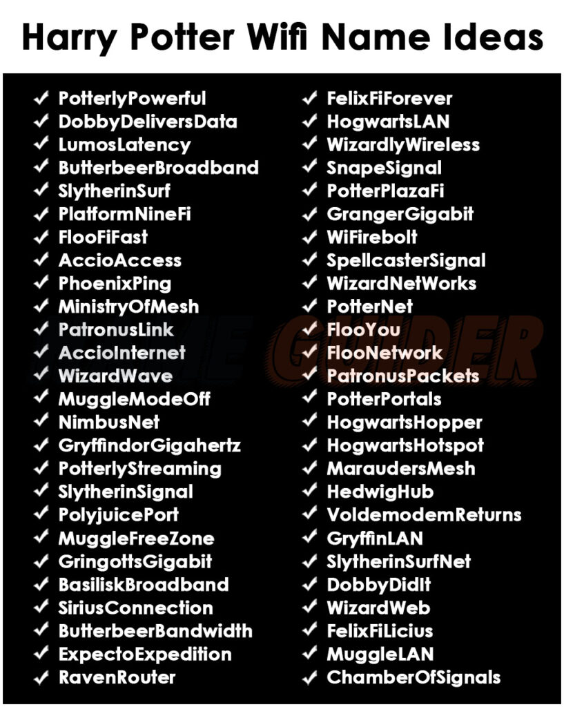 Harry Potter Wifi Name Ideas