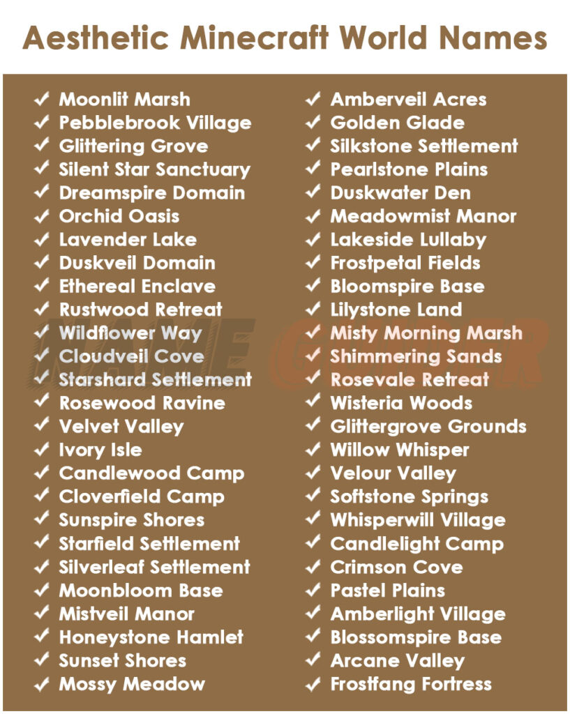 Aesthetic Minecraft World Names