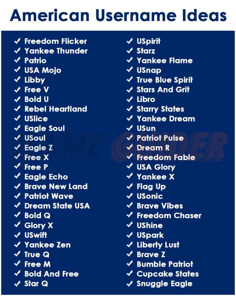 American Username Ideas