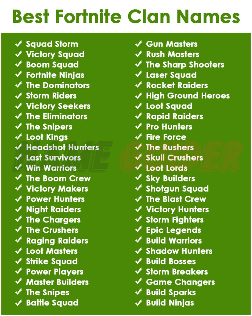Best Fortnite Clan Names