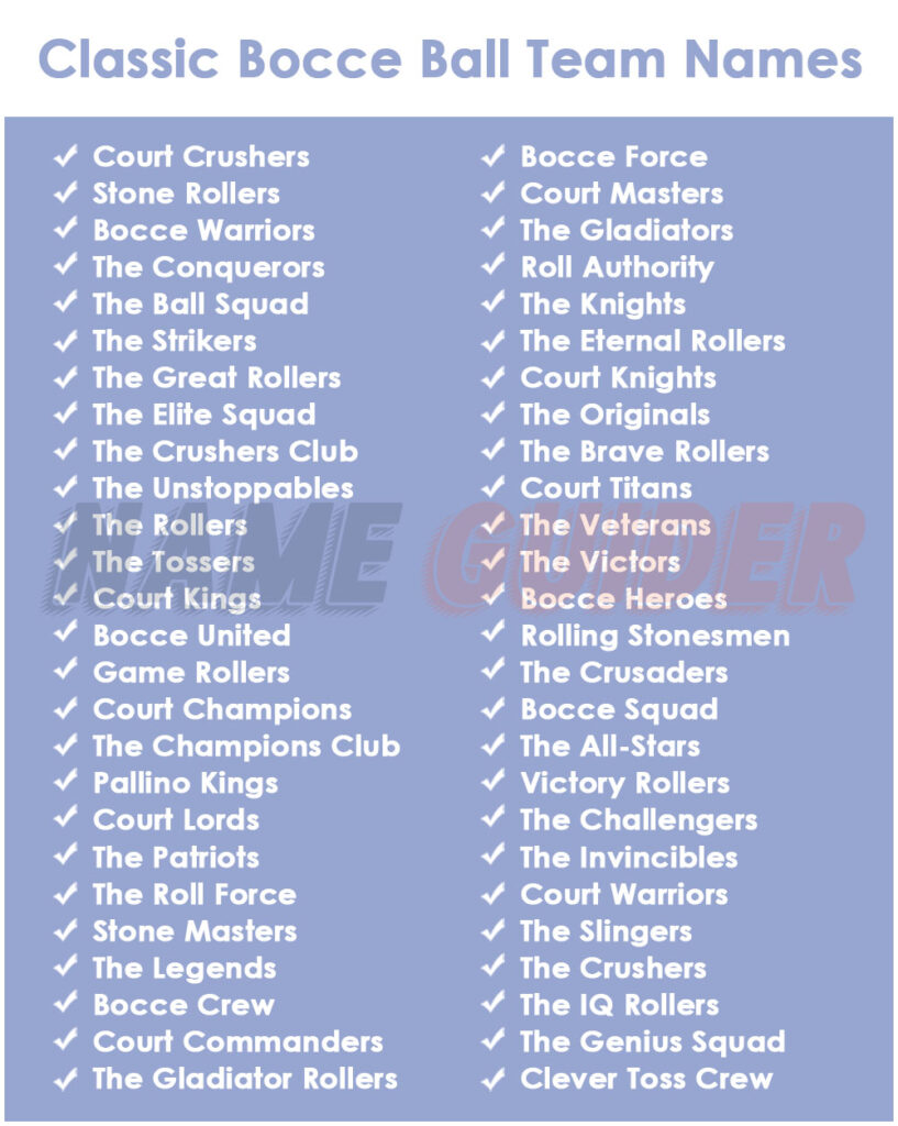 Classic Bocce Ball Team Names