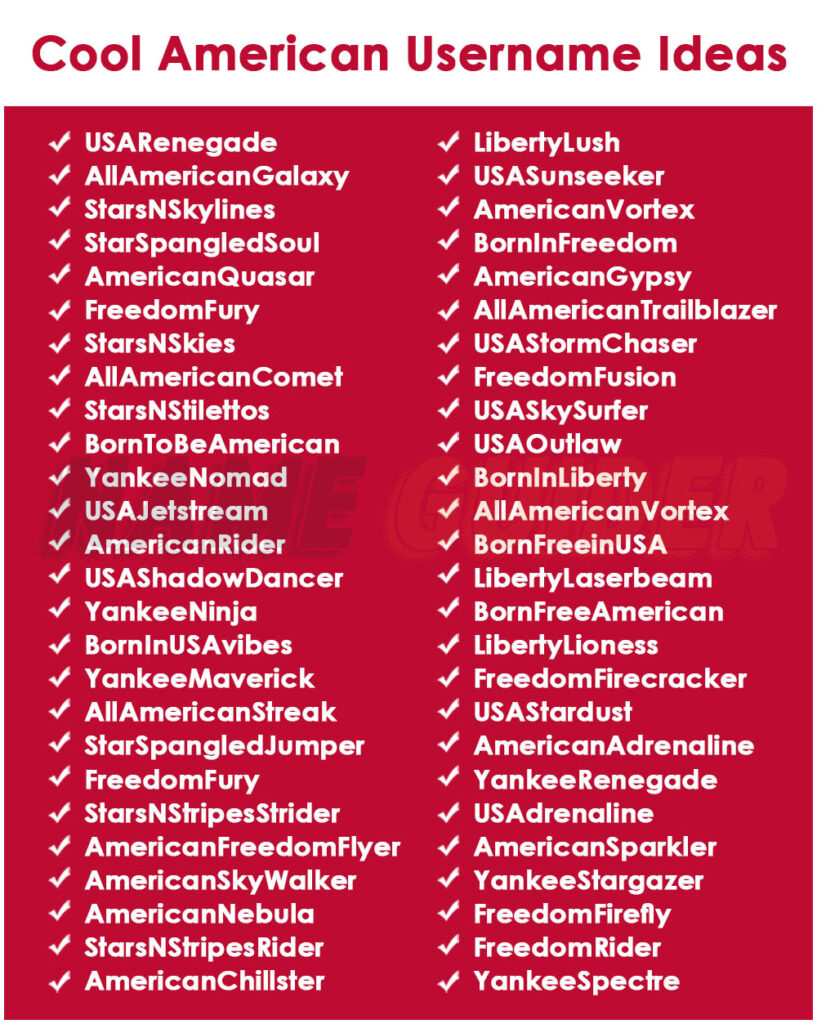 Cool American Username Ideas