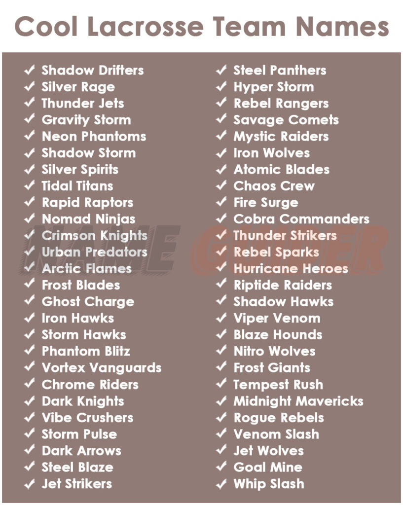 Cool Lacrosse Team Names