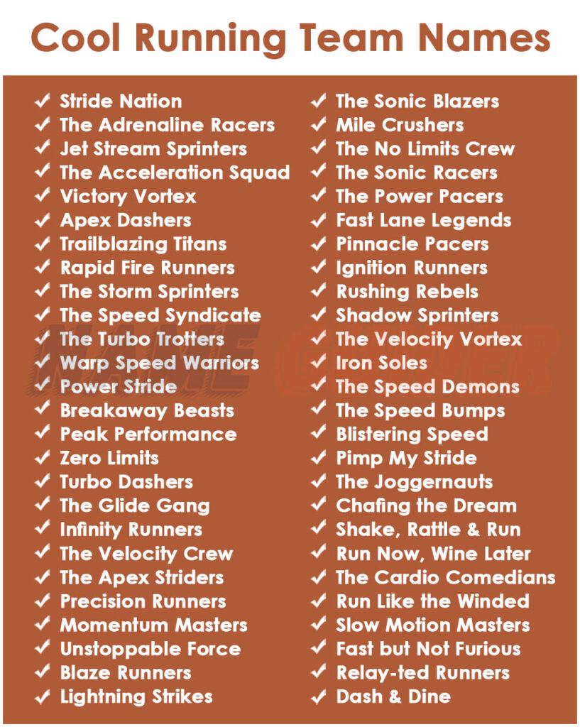 Cool Running Team Names