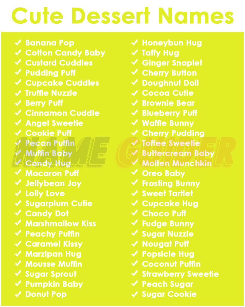 Cute Dessert Names Ideas