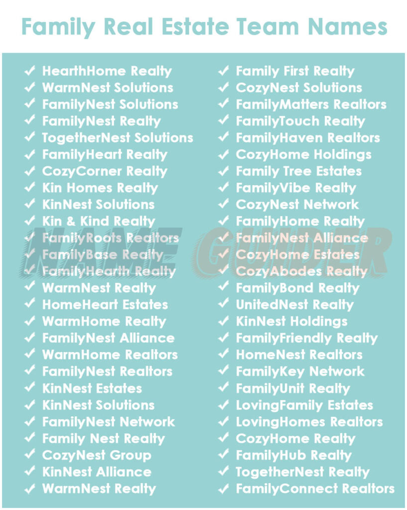 Family Real Estate Team Names