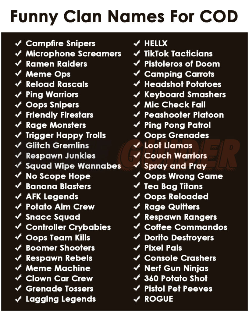 Funny Clan Names For COD