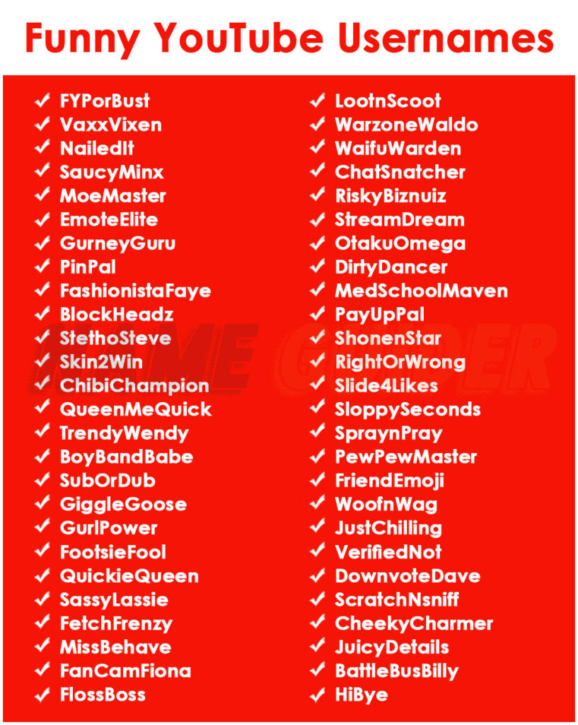 Funny YouTube Usernames For Social Media