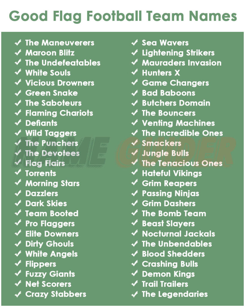 Good Flag Football Team Names