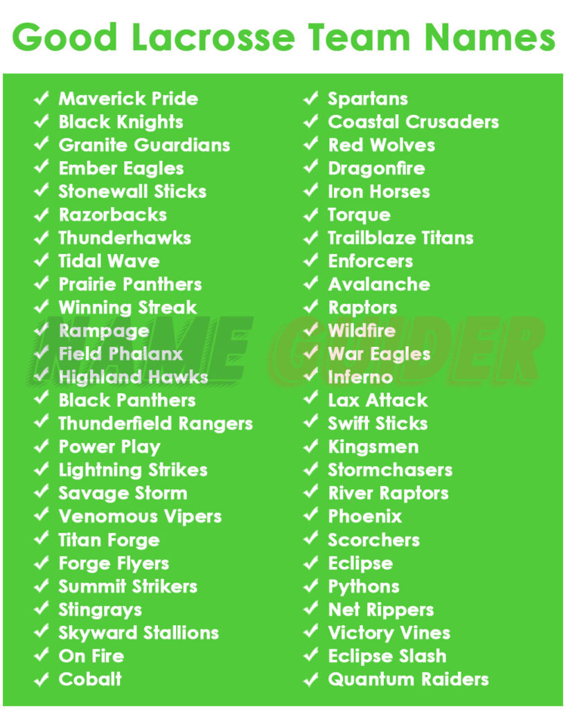 Good Lacrosse Team Names
